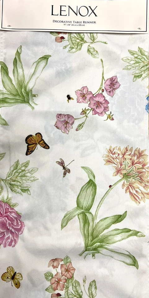 Lenox Butterfly Meadow Bloom Cloth Table Runner 14” X 90” Water Resistance - Image 1 of 1