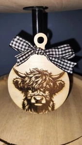 Highland Cow MINI 4.5"  CUTTING BOARD TIERED TRAY DECOR RUSTIC FARMHOUSE Kitchen - Picture 1 of 2