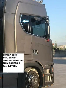 FÜR SCANIA S500 - R450 SERIE CHROM FENSTERLEISTEN ABDECKUNGEN 2 TLG. S.STEEL - Bild 1 von 2