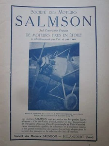 1925-1926 PUB SOCIETE MOTEURS SALMSON AVIATION AVION HANRIOT H34 FRENCH AD - Picture 1 of 1