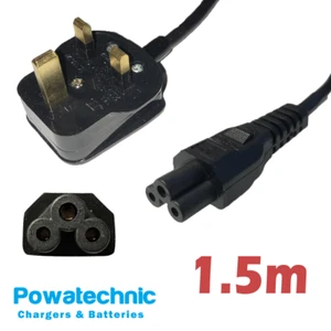 IEC C5 | Clover Leaf | Power Cable | 3 Pin UK Plug | Laptop Adapter [1.5m] - Picture 1 of 1