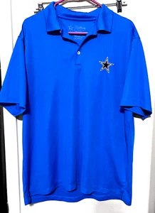 Dallas Cowboys Polo Shirt Mens sz L Bright Blue short sleeve Golf Performance - Picture 1 of 5