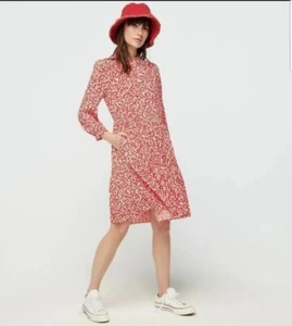 J.CREW Tiered Dress Red Ditsy Floral Long Sleeve A-Line Size Small New NWT - Picture 1 of 11