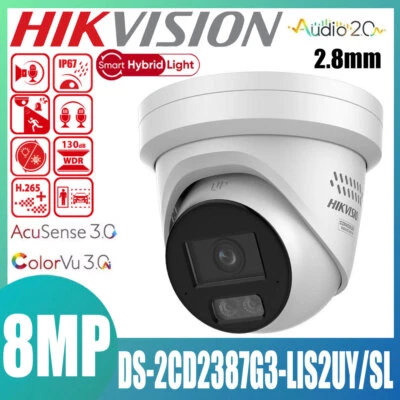 Hikvision DS-2CD2387G3-LIS2UY/SL 8MP Smart Hybrid Light ColorVu3.0 POE IP Camera - Image 1 of 4