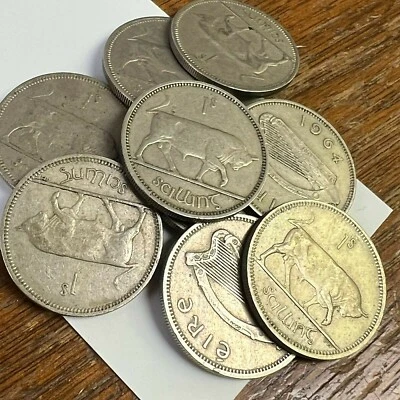 IRELAND 1 SHILLING vintage Bull & Irish Harp coin KM#14a (1951-1968 type) 23.6mm - Image 1 of 2