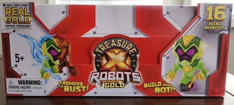 TREASURE X ROBOTS GOLD LOT of 12 Mini Robots Sealed with Display Case Cover