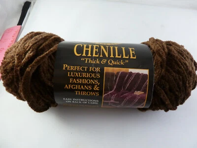 Lion Brand Chenille Thick & Quick Yarn #125 Chocolate Brown 100 yards - Image 1 of 4