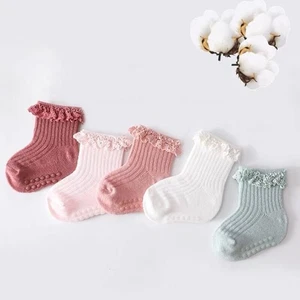 5 pares de calcetines antideslizantes de tubo para niños de algodón para caminar pequeños primeros caminantes - Imagen 1 de 15
