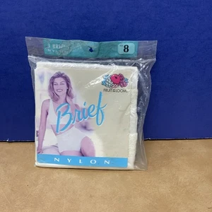 Vtg 1999 Fruit Of The Loom Nylon Briefs Women's Size 8 Package of 3 White NOS - Picture 1 of 2