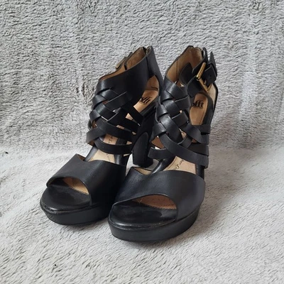 Sofft Ohanna Woven Leather Heel Women's 8.5W Black  Strappy Block Heel Sandal - Image 1 of 4