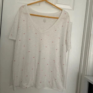Sonoma White Tee Short Sleeve V Neck Small Sun Design NWT Size Large - Picture 1 of 3