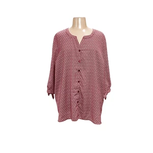 Catherines Red 3X Graphic Print Button-Up - Picture 1 of 4