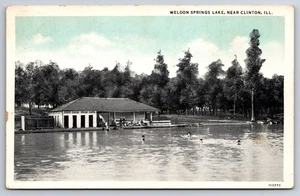 Weldon Springs Lake in der Nähe von Clinton Illinois IL um 1930 Postkarte - Bild 1 von 2