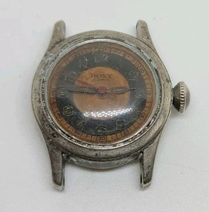 Vintage Roxy 17 Jewels Military Style Women's Mechanical Wrist Watch Runs - Picture 1 of 7