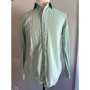 Ben Sherman Green Pattern Dress Shirt Long Sleeve Button Down Casual Mens - Picture 1 of 8
