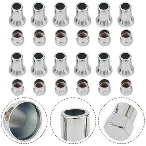 24PCS TR413 Chrome Car Truck Tire Wheel Tyre Valve Stem Hex Cap W/ Sleeve Cover - Picture 1 of 18
