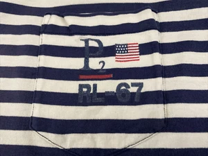 Vintage Ralph Lauren XL Polo RL-67 blau gestreift P2 Flagge Made in USA - Bild 1 von 7