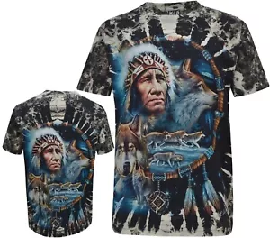 Nueva Camiseta Wolf Nativo Americano Rojo Indio Bicicleta Brilla en la Oscuridad Tinte M - 3XL - Imagen 1 de 6
