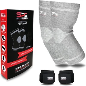 SPS Szuch Pro Sports Professional 2 Pack Elbow&Wrist Support Sleeves Large Gray - Picture 1 of 7