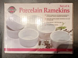 Norpro White Ribbed Porcelain Ramekins ~ Set Of 6 ~ NEW IN BOX - Picture 1 of 2