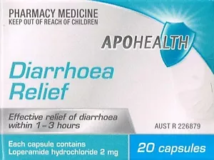 => PRICE SMASH APOHEALTH DIARRHEA / DIARRHOEA 20 CAPSULES, = IMODIUM OR GASTRO S - Picture 1 of 2