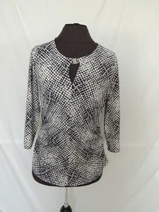 Camisa Top Vince Camuto Talla M Azul Marino Blanco Escote Cerradura Mangas 3/4  - Imagen 1 de 5
