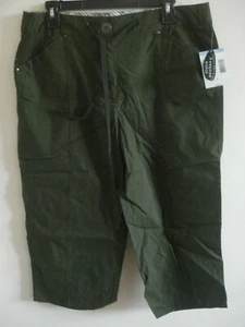 Ladies Cropped Pants Size 14 Olive Laura Scott Stretch Waistband - Picture 1 of 2