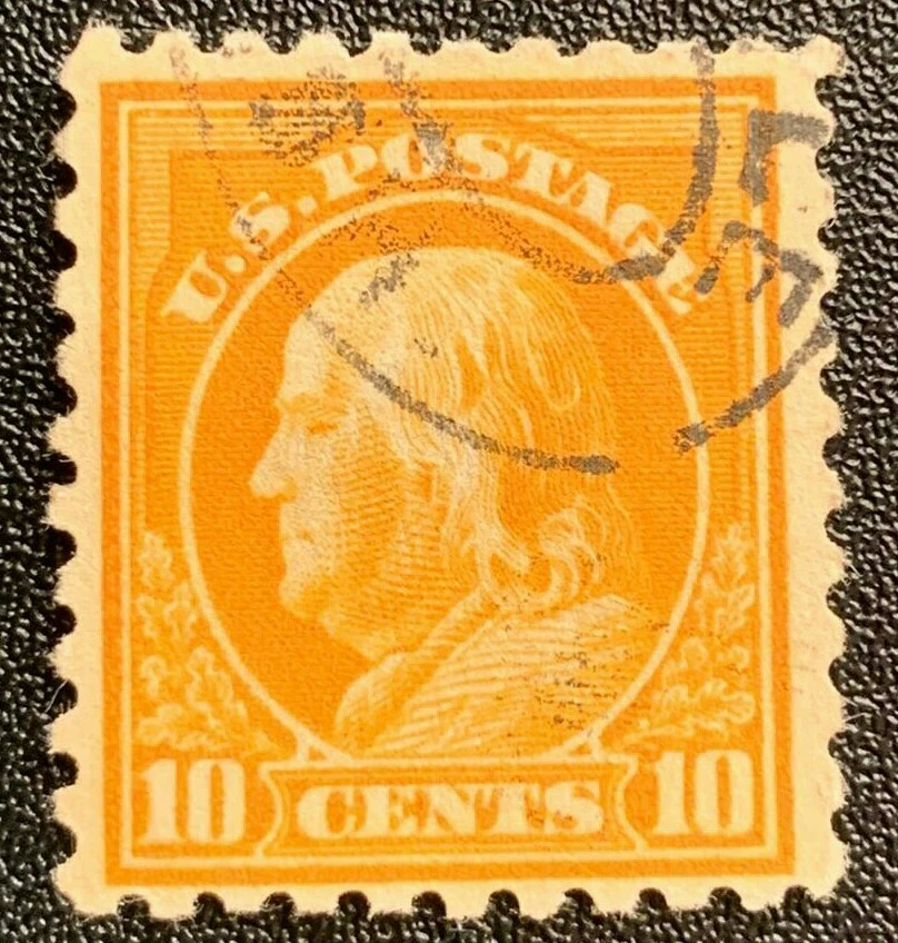 1912- 1914 Ben Franklin  10 cent stamp used Orange - Image 1 of 2