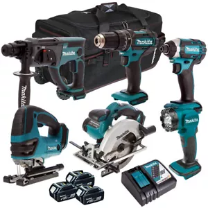 Makita 18V LXT 6 Piece Combo Power Tool Kit 3 x 5.0Ah Battery Charger T4TKIT-225 - Picture 1 of 8