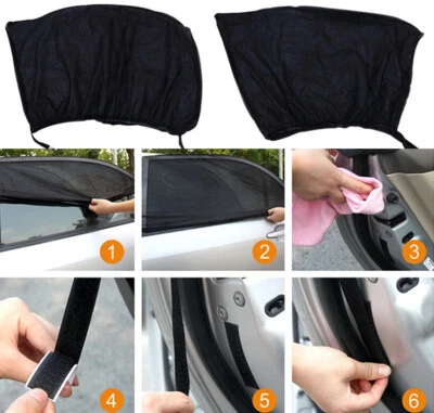 2PCS Car Side Window Shade Stretchable and Breathable Mesh Rear Window Sun Shade - Image 1 of 4