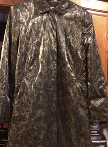 ABRIGO PIEL DE SERPIENTE por FU DA New York * Marrón Imitación Reptil Frente a Presión Vegano Talla M - Imagen 1 de 8