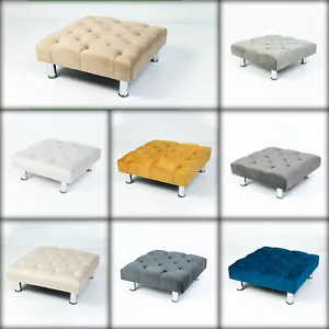 Square Upholstered Chesterfield Footstool Coffee Table Foot Stool Pouffe Seat - Picture 1 of 111