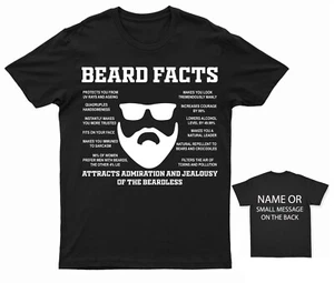 Beard Facts T-Shirt Hipster Personalised Gift Customised Name Message - Picture 1 of 14