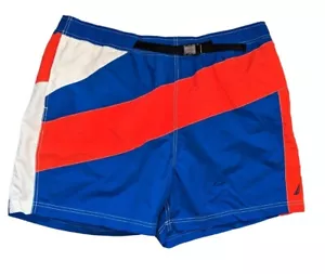 Nautica Quick Dry Red, White Blue Brief Lined Swim Trunks Boardshorts Men's NWT - Picture 1 of 5
