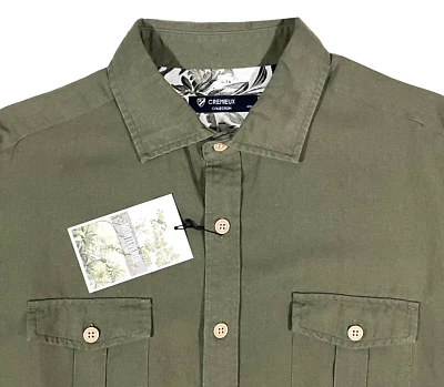 Men's DANIEL CREMIEUX Olive Green Linen + Pocket Safari Shirt S Small NWT NEW - Image 1 of 4