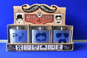 Frasco de cadera de 6 oz - Magníficos bigotes Chaplin Groucho Poirot Zapata Salvado - Imagen 1 de 14