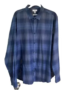Calvin Klein Men’s Regular Infinite Cool Non-Iron Dress Shirt Blue Plaid Size XL - Picture 1 of 4