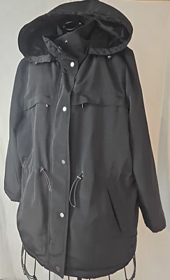 Herman Kay poliéster preto com forro de pele sintética e capuz cinco bolsos zíper encaixe 2 XL - Imagem 1 de 4