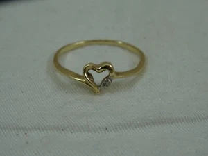 10K Yellow Gold Diamond Heart ring 7mm size 6.5 designer signed - Picture 1 of 11