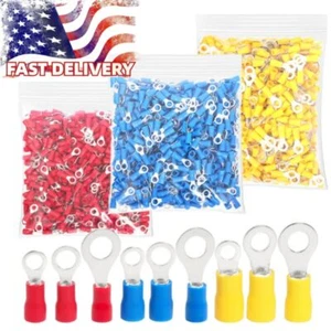 Insulated Ring Electrical Wire Connectors Splice Spade Crimp Terminals 22-10AWG - Picture 1 of 19