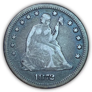 1872 Seated Liberty Quarter Choice Very Fine VF+ Coin #19078 - Picture 1 of 3