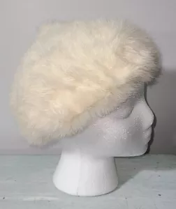 CAPPELLO SCATOLA PILLOLA VINTAGE 100% BIANCO PELLICCIA - Foto 1 di 6