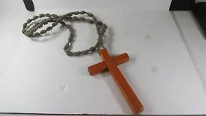 Traditional Handmade Monks Robe Monastic Wooden Necklace Cross SIZE 30" APROX - Picture 1 of 4