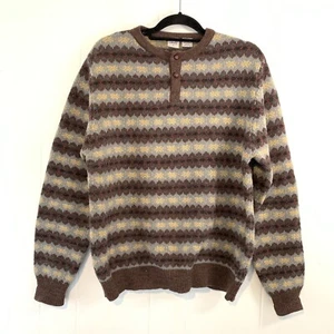 Vtg Levi’s Womens Large Sweater Henley Buttons Wool Blend Knit Stripes Fair Isle - Picture 1 of 5
