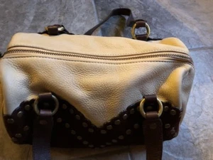 Genuine Moschino Jeans leather barrel bag in two tone brown - Picture 1 of 5