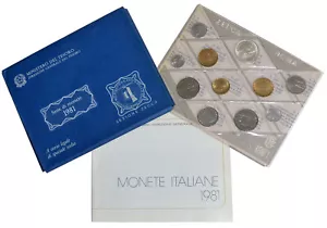 ITALY 1981 Mint Set Original Mint Packaging 11 coins including Silver 500 Lira - Foto 1 di 3