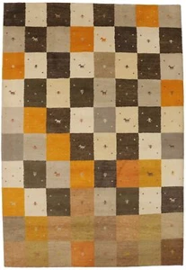 Moderner Gabbeh Teppich Bunt Tribal Karo Orientteppich Kinderzimmer 7X10 ft - Bild 1 von 19