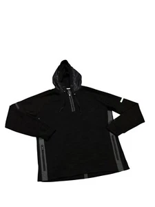 Blanc Noir Fleece Hoodie Black with Reflective Strips Size Large Running Outdoor - Picture 1 of 10