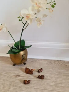 Miniature Wooden Duck & Ducklings 1940’s 50s' Handmade Trench Art Oak Carved - Picture 1 of 15