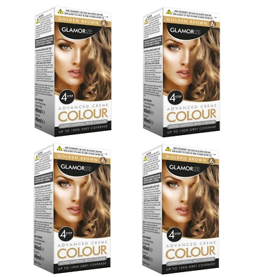 4 x Gold Brown Colour 6 Glamorize 4 Step Advanced Creme Haarfarbe Farbmittel